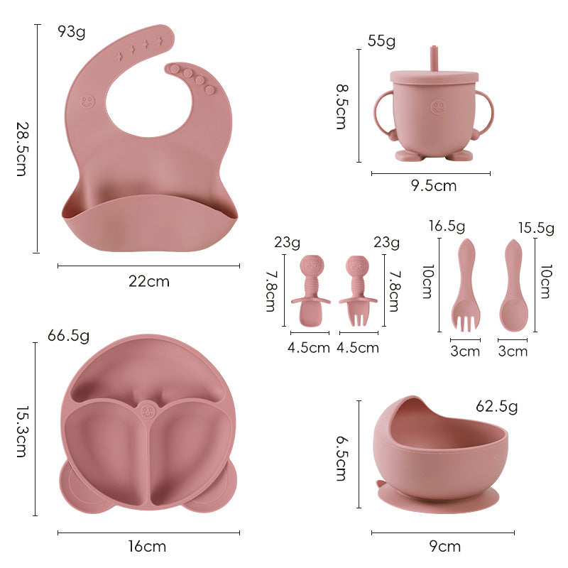 bestselling silicone baby feeding set: infant supplies, baby food bowl, fork, spoon, bib, and utensil set