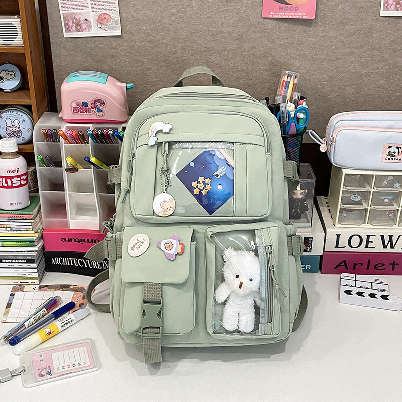 Korean version of fresh and cute junior high school backpack women's large-capacity leisure primary school schoolbag light storage campus backpack