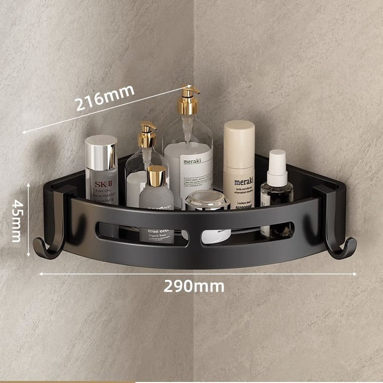 No-drill bathroom shelf - wall mounted corner basket for towels, soap, and more
