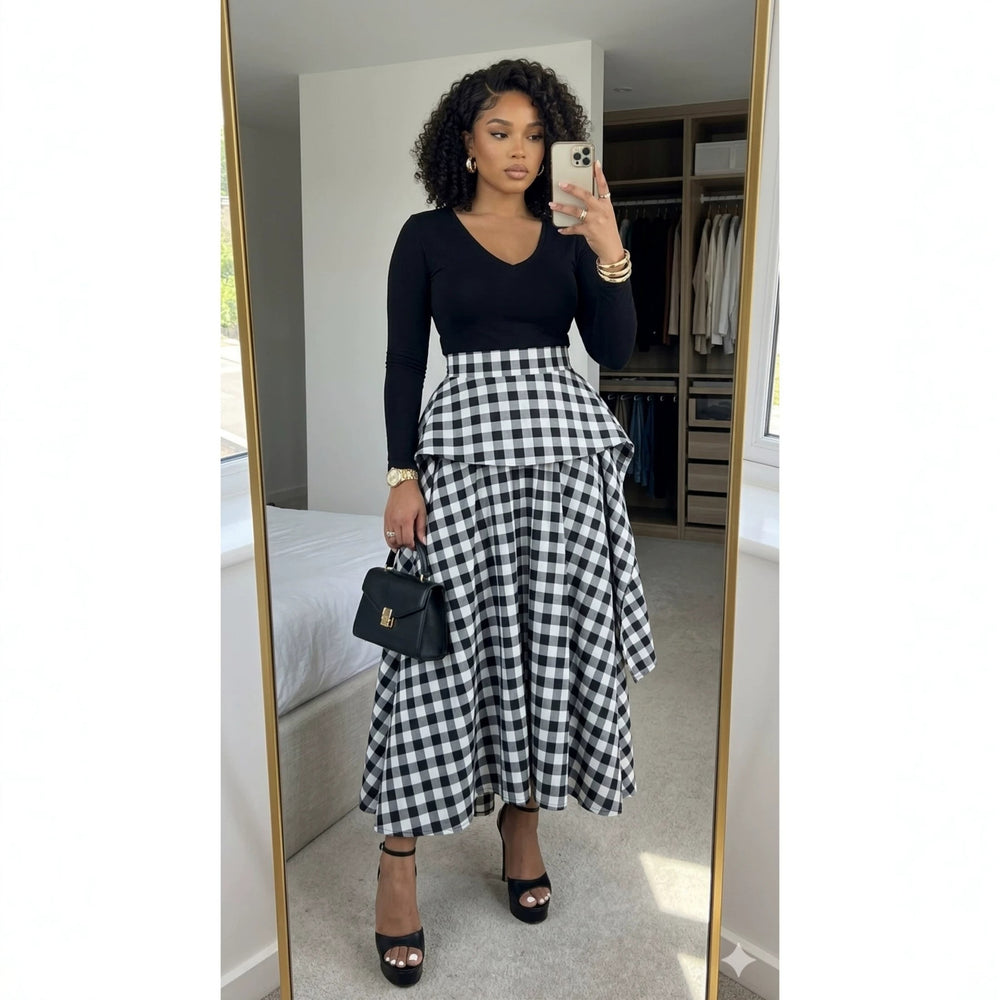 European and american cross-border women's fashion:  summer new arrivals - high-waisted, irregular a-line printed midi skirt