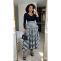 European and american cross-border women's fashion:  summer new arrivals - high-waisted, irregular a-line printed midi skirt