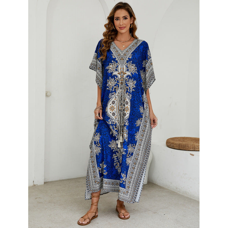 Sanya seaside vacation bohemia beach skirt exotic style loose bikini anti-scratch cover-up dress