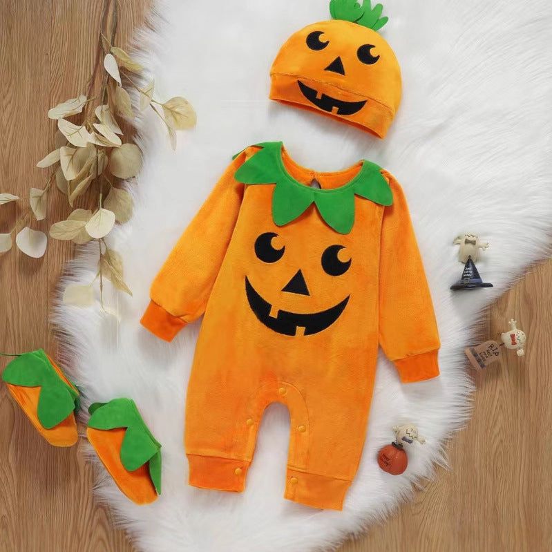 Baby halloween costume long sleeve romper hat and shoes set