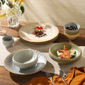 Retro kiln line pattern high-looking tableware restaurant hotel stylish display dessert plate steak plate for home dish plate