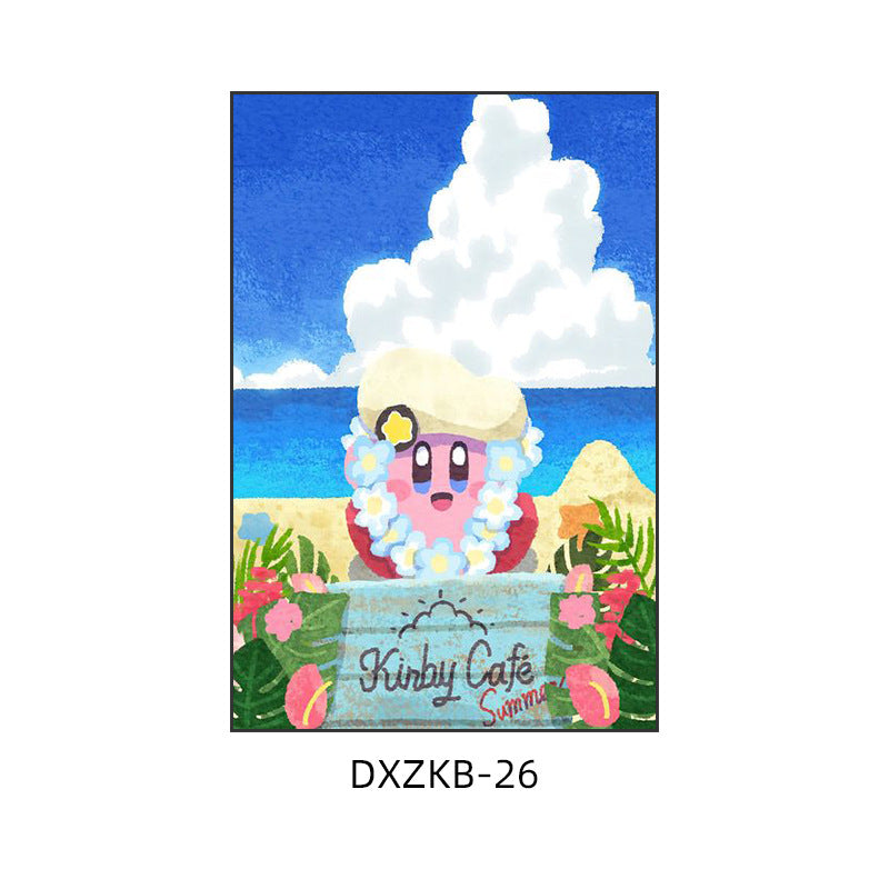 Star Kirby decorative painting pink girl bedroom children's room hanging painting cartoon animation cute princess bedside mural