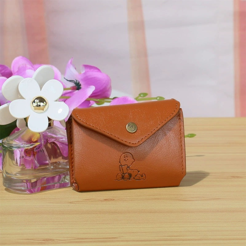 Snoopy cartoon pattern change bag style retro leather card space bag Japanese magazine appendix cute storage bag