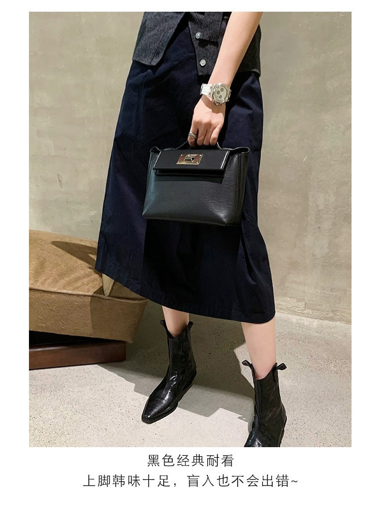 Pointed toe western boots women's high heel chelsea french retro skinny boots chunky heel ruched ankle boots height increasing