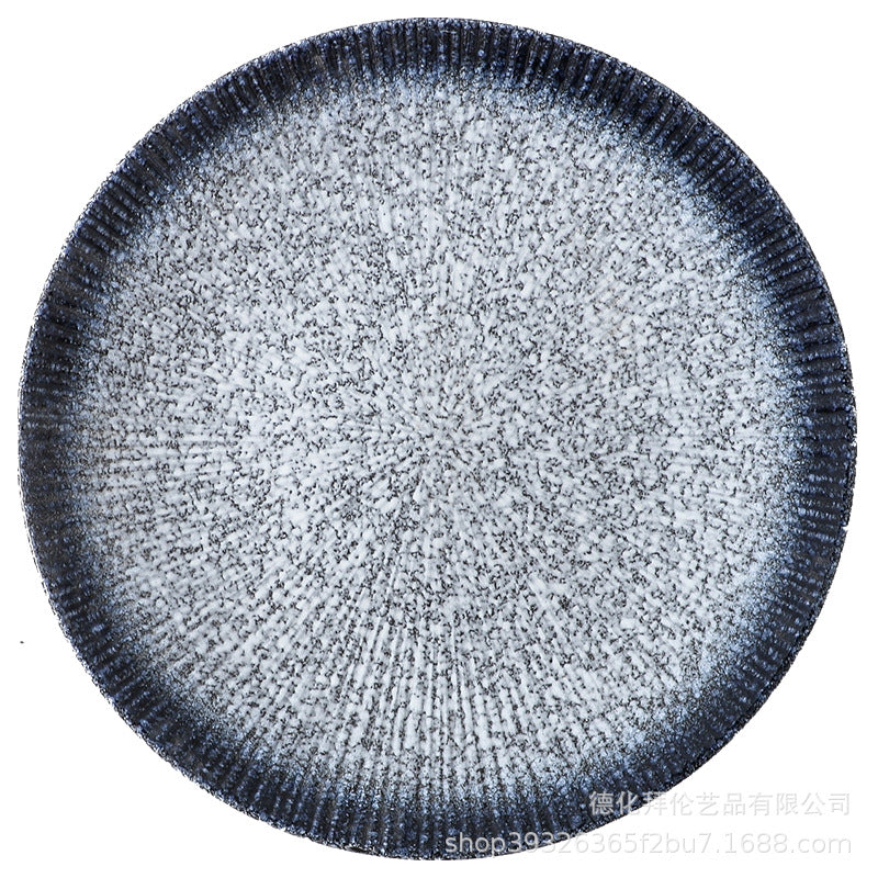 Japanese ceramic striped plate - creative steak plate, pasta plate, retro sushi plate - restaurant commercial serving plate - wholesale