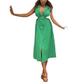 spring and autumn elegant a-line dress - european and american  style solid color sexy dress