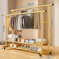 [25mm pipe diameter] 120cm-gold double-layer parallel bars + wheels