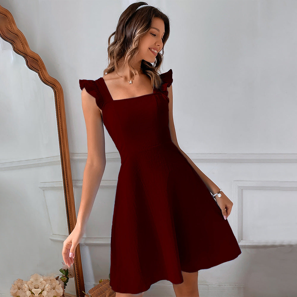 european and american women's clothing  new collection: pastoral style camisole pure cotton mini dress - elegant, commute-friendly, vacation-ready beach dress