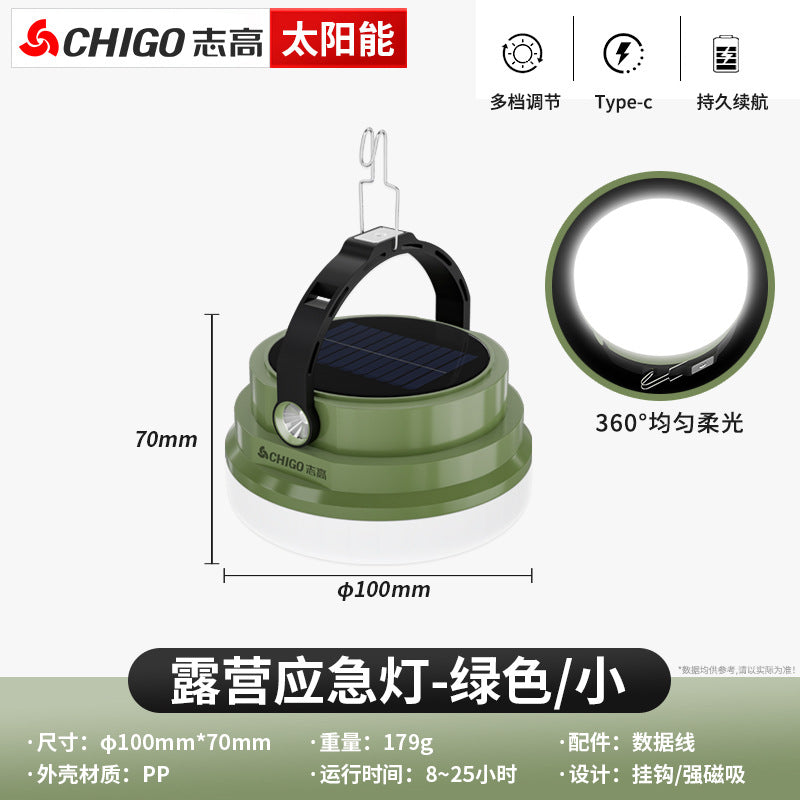 Chigo solar camping light long battery life outdoor camping light charging lighting tent emergency light not plugged in