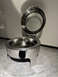 Stainless steel round buffet warmer - 6l with see-through glass lid - commercial grade soup warmer for hotels and restaurants