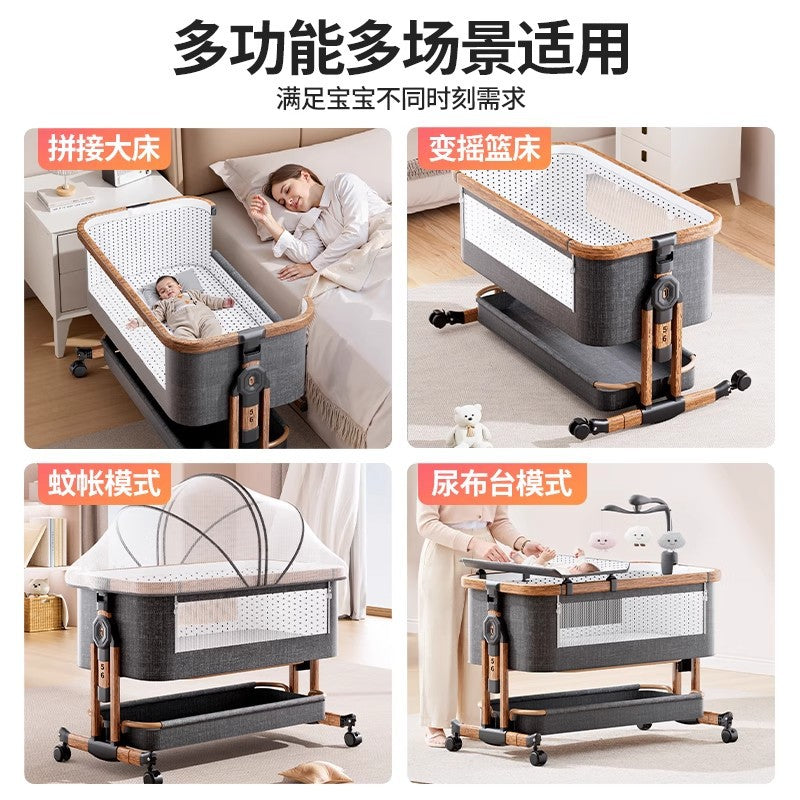 Baby crib mobile baby bed multifunctional patchwork large bed cradle newborn foldable portable for home