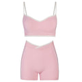 High-waisted, figure-hugging, color-blocked, cross-border camisole, shockproof, push-up, high-waisted, butt-lifting running and fitness shorts yoga set for women