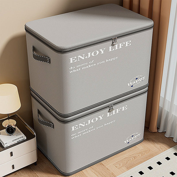 Household clothing storage box Fabric oversized zipper box Wardrobe clothing quilt layered arrangement Foldable storage box