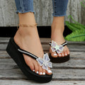 Spring/summer new roman style wedge flip-flops with rhinestone embellishments - ready to ship, dropshipping available