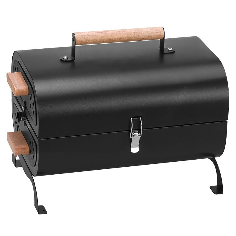 Outdoor portable barbecue grill smokeless foldable barbecue grill thickenedcamping style large frying and grilling dual-purpose charcoal barbecue stove