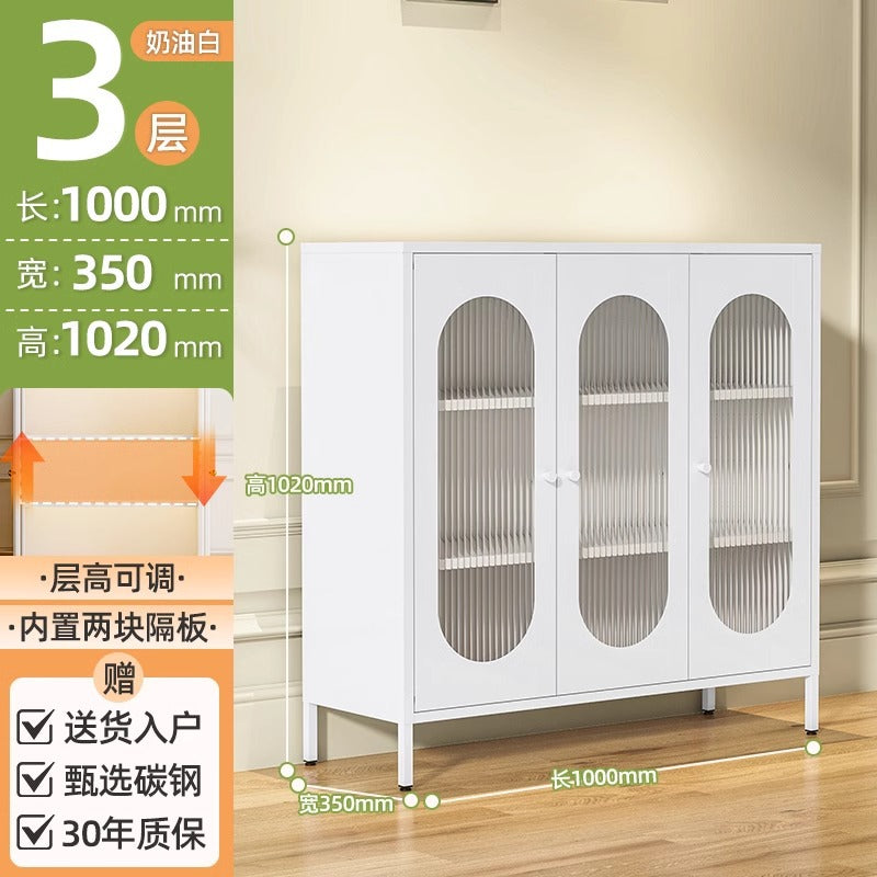 Kitchen and dining room storage cabinet, cream fresh style storage iron cabinet, casual sun panel door, living room tea and sideboard