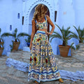 2025 spring/summer new european and american style women's sexy & chic camisole print dress set - beach dress two-piece outfit