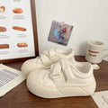 Cream velcro white shoes women's ugly cute autumnew arrivalchicniche stylek-style big toe sneakersthick sole bread shoes