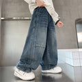 Boys' spring/autumn denim jeans -  new style casual pants for boys, loose fit, middle to big kids, scimitar cut