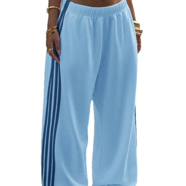 autumn cross-border hot girl style women's high-waisted slimming patchwork loose wide-leg sweatpants