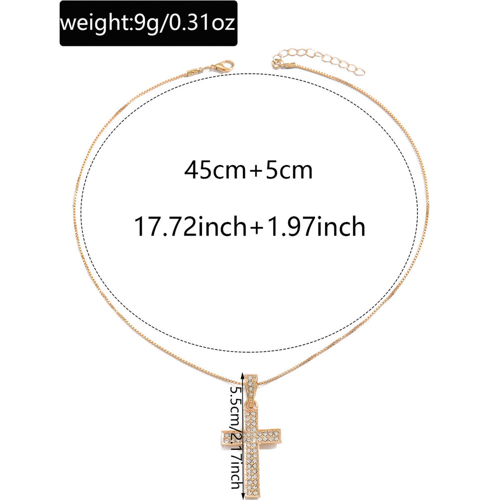 Full diamond cross necklace wholesale cross-border new fashion accessories women's high-end simple diamond-encrusted sweater chain manufacturer