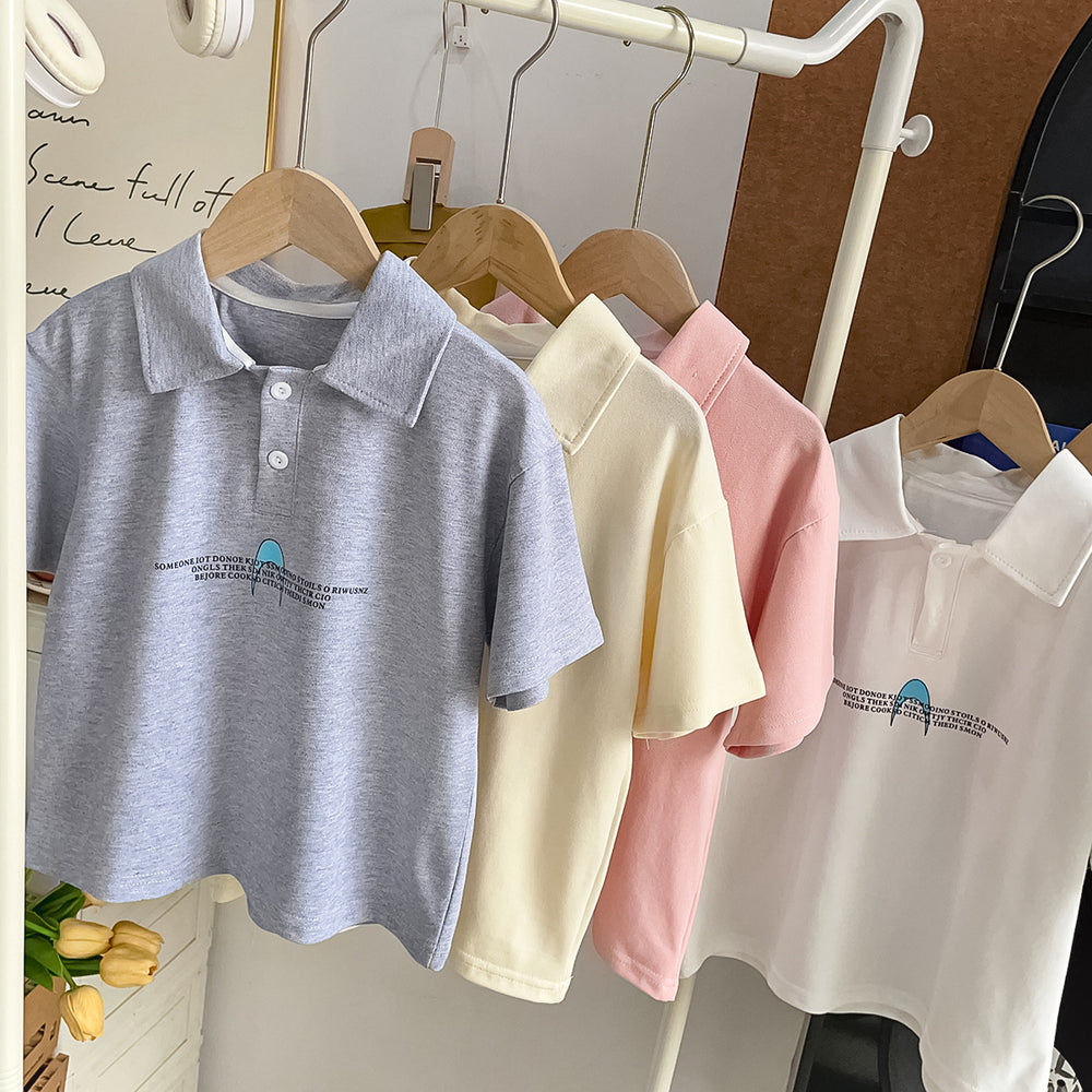 【summer new arrivals】pure cotton kids' polo shirt - summer collection for boys and girls - korean style turn-down collar short sleeve s003