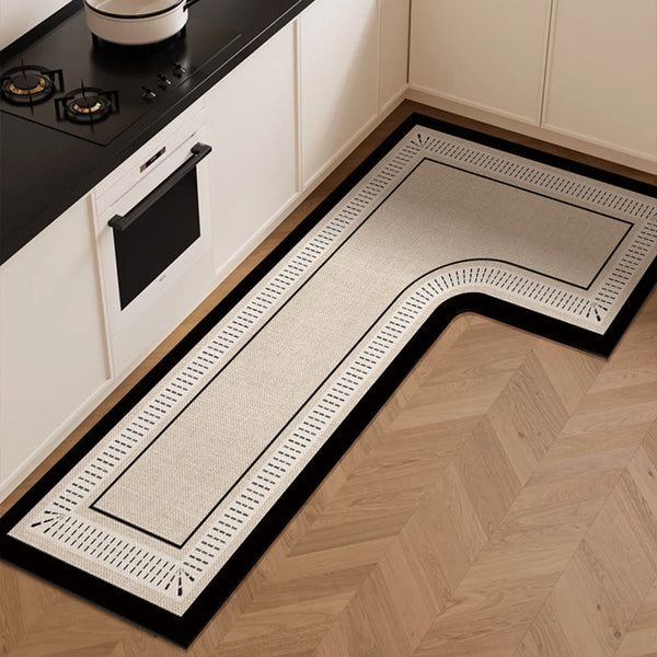 Kitchen L-shaped special floor mat, whole piece of water-absorbing and oil-proof foot mat, non-slip and dirt-resistant, wipe-free cleaning, carpet full