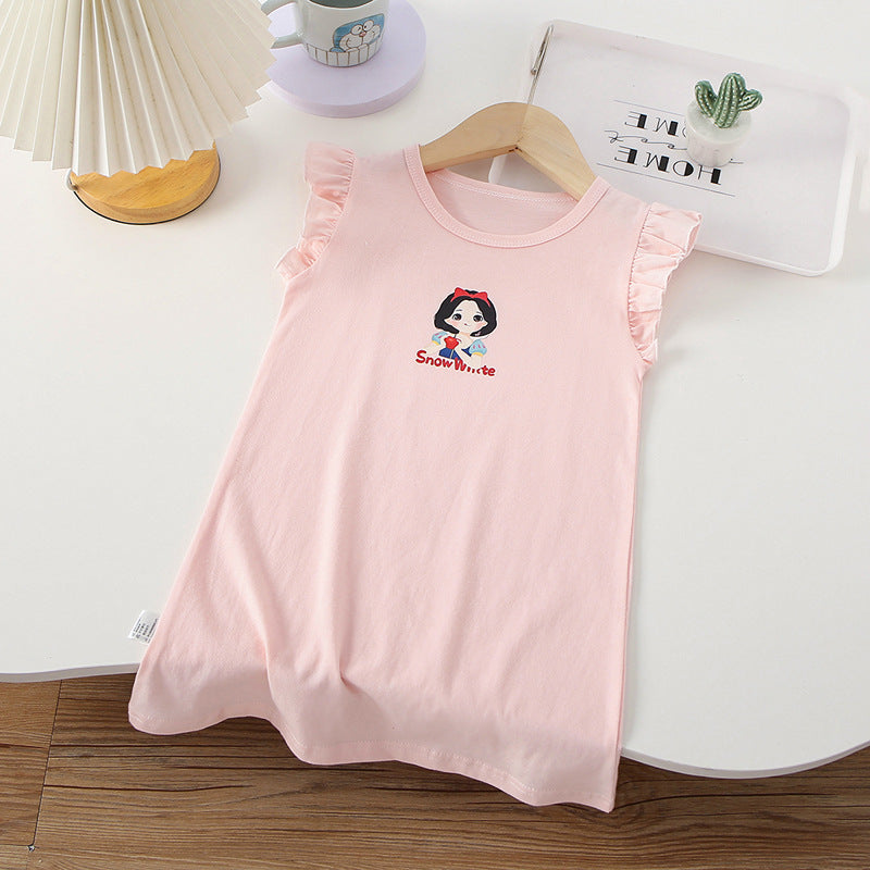 Girls' summer dress new style fashionable children's short-sleeved skirt summer girl long t-shirt dress