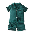 Boys' imitation ice silk pajamas - new summer collection for cross-border e-commerce, kids' short-sleeve loungewear, trendy summer air conditioning clothing for boys