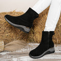 Women's suede wedge ankle boots -   autumn new collection - side zipper, slimming, chunky sole, plus size fashion boots - size 43