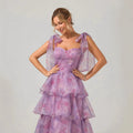 spring/summer new european and american sleeveless fashion floral camisole off-the-shoulder tie-up maxi dress in organza