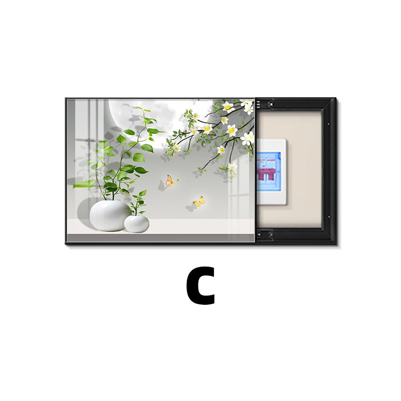 Modern simple meter box decorative painting green plant distribution box electric switch box living room switch box strong electric box blocking hanging painting