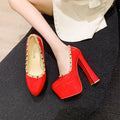 Plus size 2026 baotou women's sandals with rivet embellishments, summer platform chunky heel, waterproof, extra high heel, single strap