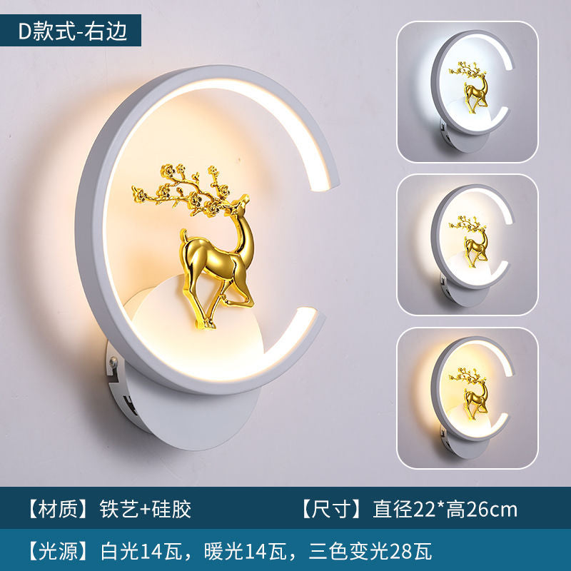 Bedroom bedside warm chime wall lamp simple modern living room background wall wall lamp staircase aisle corridor round square lighting