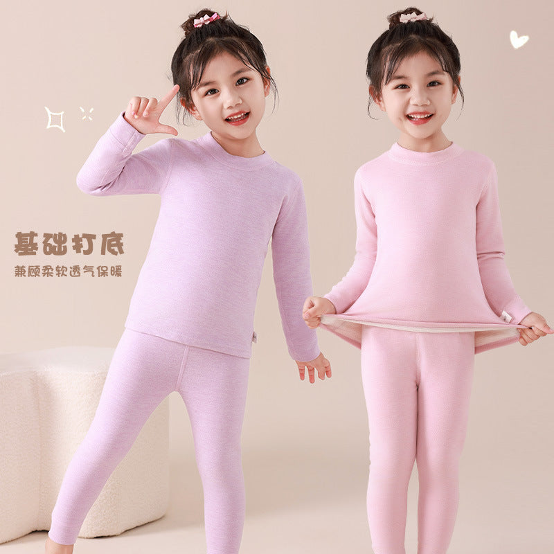 Kids silk cashmere boneless autumn clothes and long johns boys and girls home clothes baby heattechintimatessuit type a wholesale