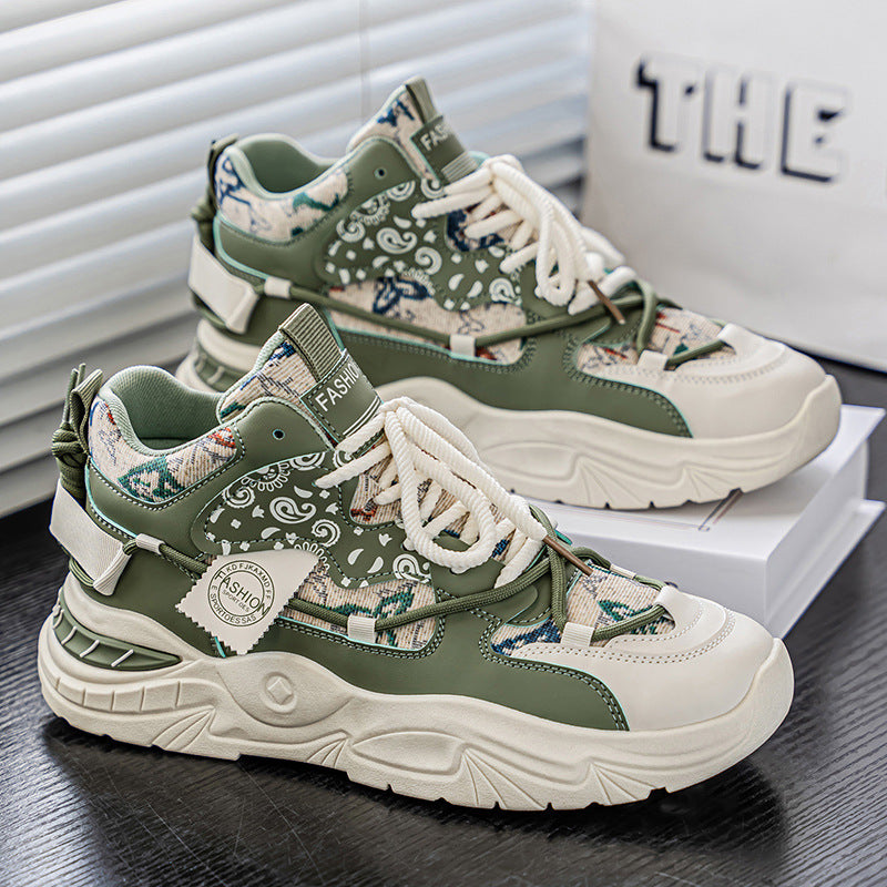 Men's shoes 2025 new spring collection: youth casual running sneakers, student platform shoes, non-slip dad shoes, trendy footwear for men