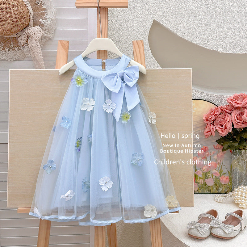 【custom wholesale】girls' dresses  summer new arrival: super fairy, stylish princess dress with 3d floral appliqués