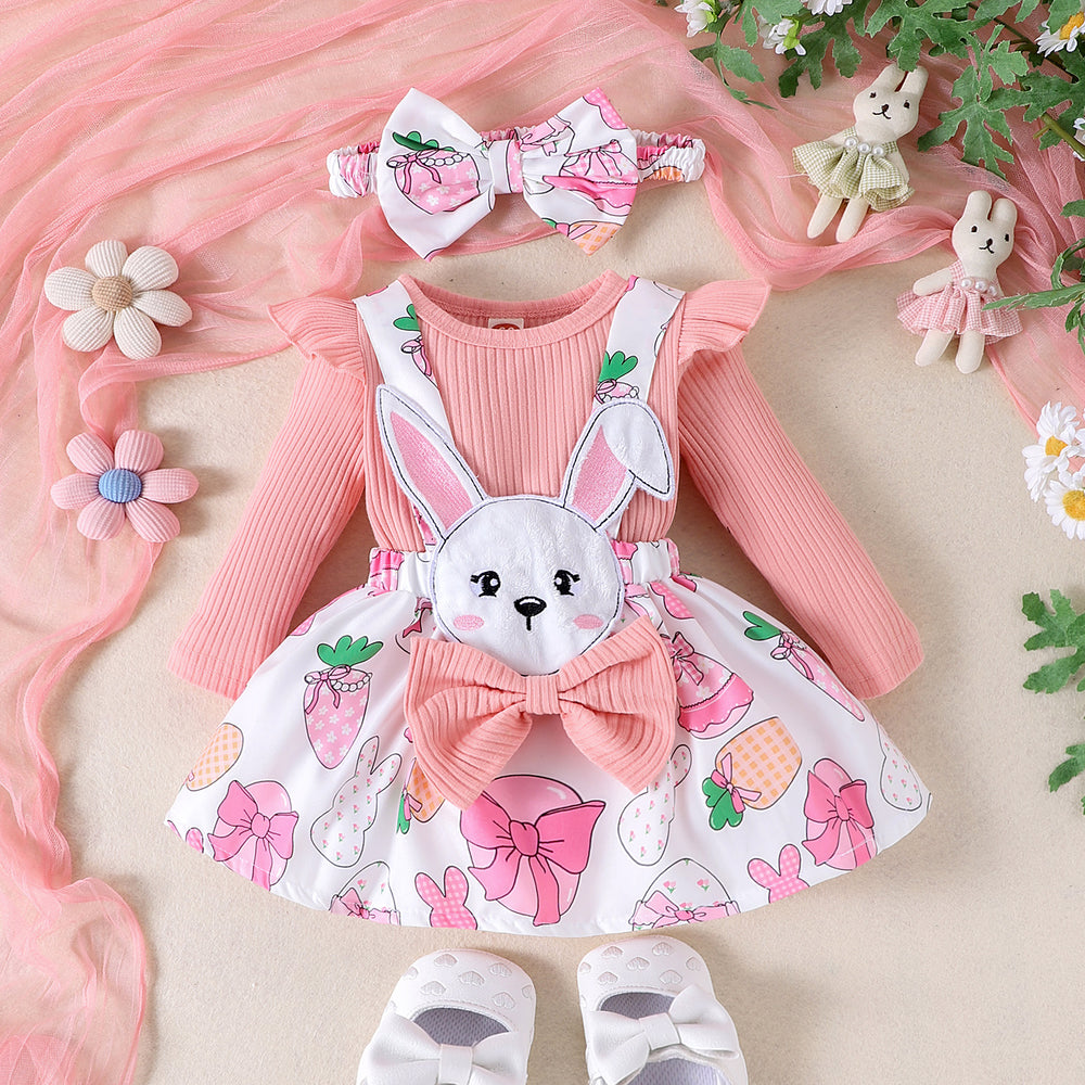 Export cross-border fashion spring & fall new product girlsuit small and medium-sized children lace collar long sleeves + flower printing suspender skirt