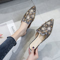 European station 2024 spring/summer new sexy printed rhinestone studded pearl pointed toe closed-toe thong sandals