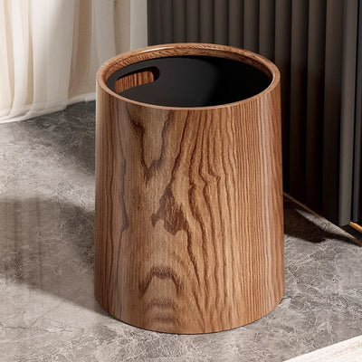 Retro imitation wood grain trash can for home2024new arrival large capacity living room kitchen bathroom commercial chinoiserie wastebasket