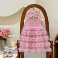 Girls' dress  summer new style chic little girl sequin vest dress pearl collar cake skirt trendy