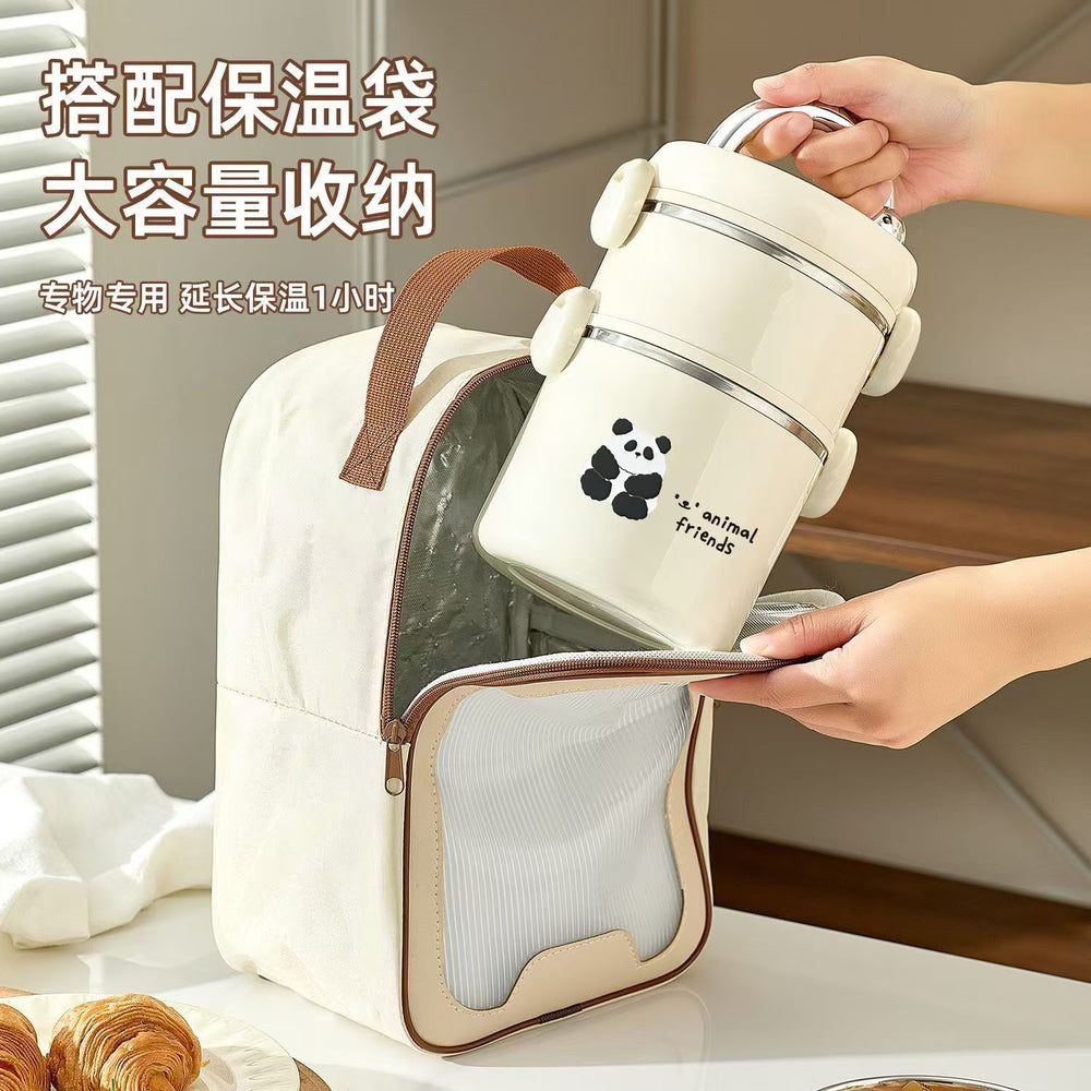 Insulated lunch box 304 stainless steel office workers can be heated in microwave lunch box students kids meal hot pot bowl