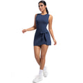 European and american new backless nude feel yoga bodysuit tennis skirt outdoor sports running skirt women's fitness bodysuit