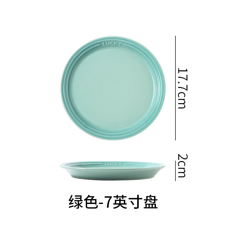 French-style matte ceramic plate, high-end aesthetic, cake plate, creative round fruit and dessert plate, steak plate, plating dish