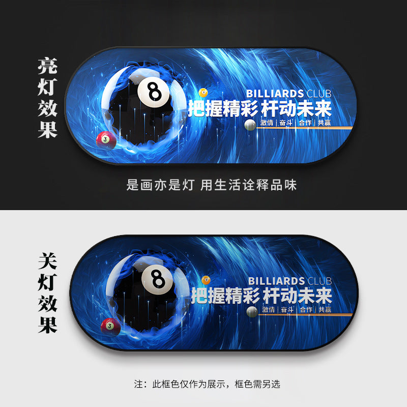 Billiards hall decorative painting black eight ball wall luminous hanging painting chess and card billiard room club bar led star light