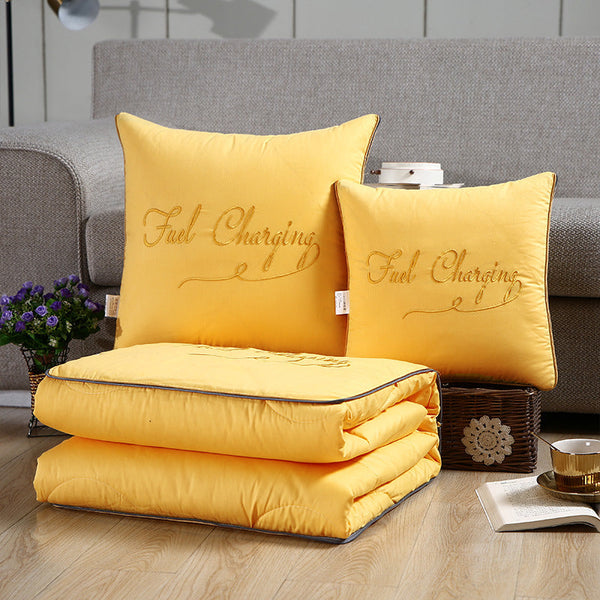 Cotton embroidered throw pillow quilt dual-purpose pure cotton thickened car pillow car cushion office nap pillow