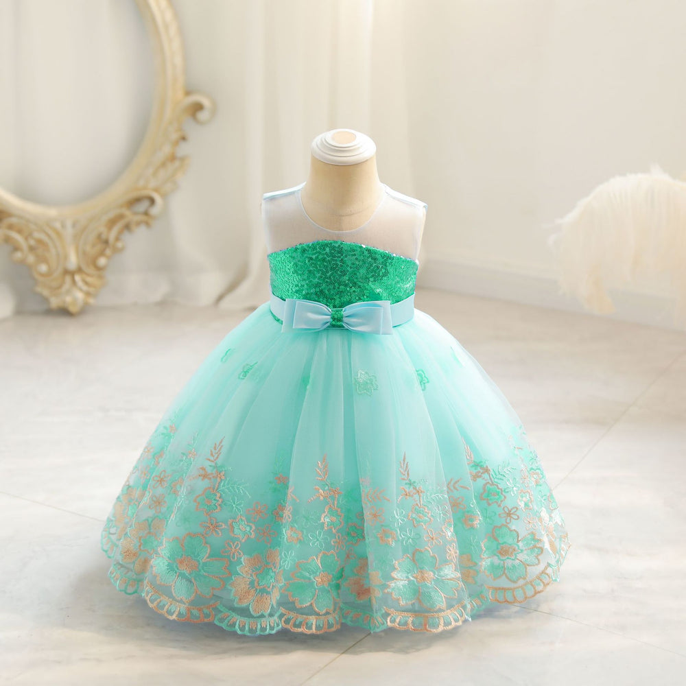 European and american style children's formal dress - peach blossom princess dress for baby girls - first birthday dress - baby dress